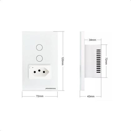 Imagem de Interruptor Zigbee Intelig Touch 2Botões Tomada 4X2 - Branco
