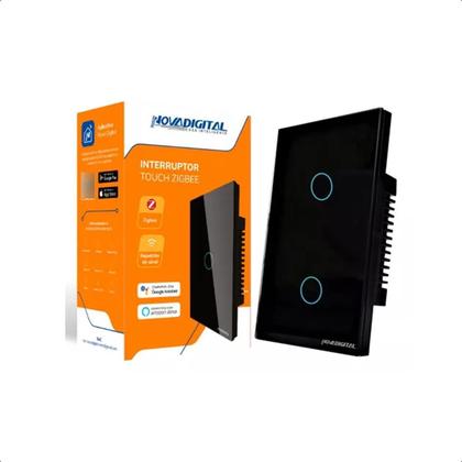 Imagem de Interruptor Zigbee Touch 2 Botões Inteligente 4X2 - Preto
