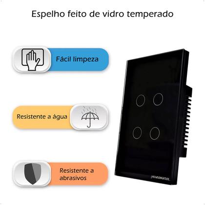 Imagem de Interruptor Zigbee Touch 4 Botões Inteligente 4x2