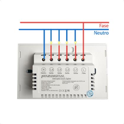Imagem de Interruptor Zigbee Touch 4 Botões Inteligente 4x2