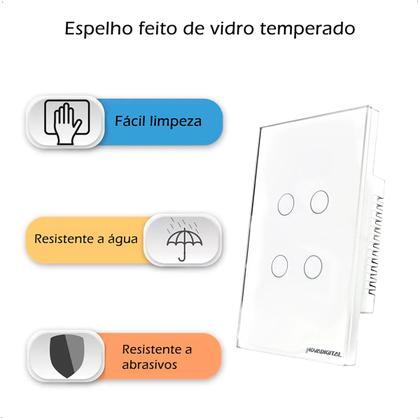 Imagem de Interruptor Zigbee Touch 4 Botões Inteligente 4x2