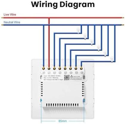 Imagem de Interruptor Zigbee Touch 6 Teclas Google  Alexa Preto