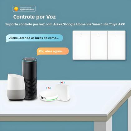 Imagem de Interruptores De Luz De Parede Inteligentes Zigbee 1 2 3 4 Gang Neutro Funciona Com Tuya Alexa