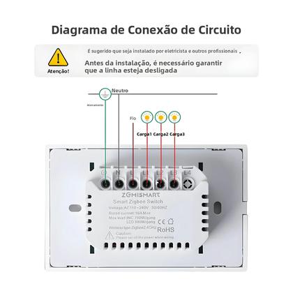 Imagem de Interruptores De Luz De Parede Inteligentes Zigbee 1 2 3 4 Gang Neutro Funciona Com Tuya Alexa