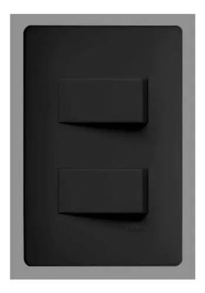 Imagem de Interruptores Simples Duplo  Preto 16A/250v Com Placa Suporte Fame