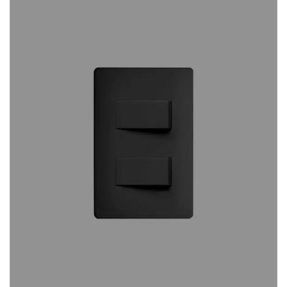 Imagem de Interruptores Simples Duplo  Preto 16A/250v Com Placa Suporte Fame