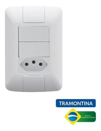 Imagem de Interuptor Aria 2 Simples + Tomada 10a Com Placa Tramontina