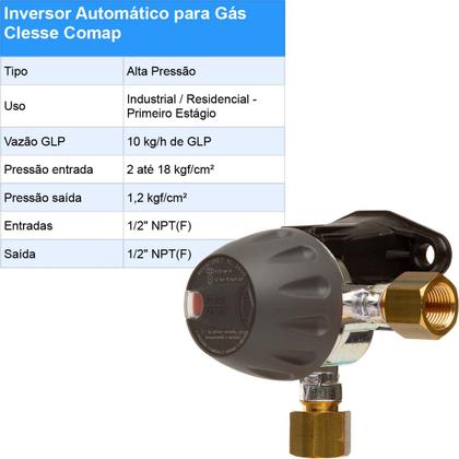 Imagem de Inversor Automático de Gás GLP (botijão ou bateria) Clesse 1/2 NPT(F)