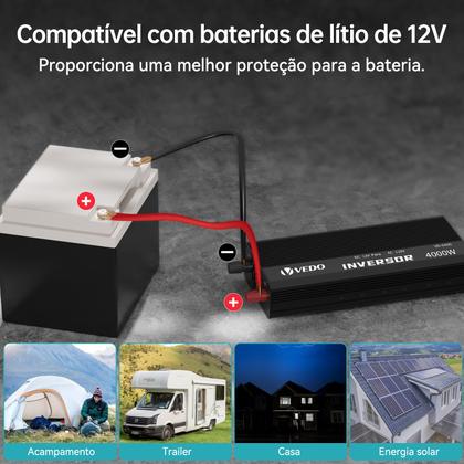 Imagem de Inversor Conversor De Tensão 12v Para 110v 4000w Pico 8000w