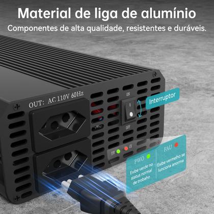 Imagem de Inversor Conversor De Tensão 12v Para 110v 4000w Pico 8000w