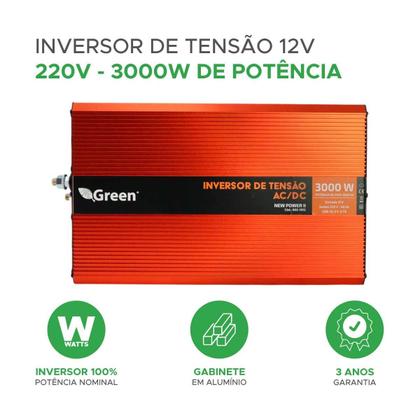 Imagem de Inversor Conversor De Tensão 3000w 12v P/ 220v Tomada C/ Usb
