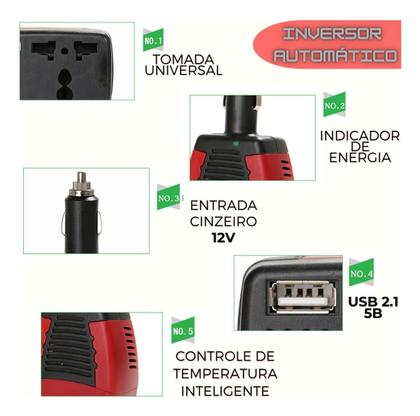 Imagem de Inversor Conversor Do Carro Tomada Veicular 12v P 220v 150w