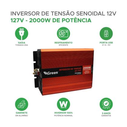 Imagem de Inversor Off Grid Solar 12V - Senoidal 2000W 3 AnosGarantia