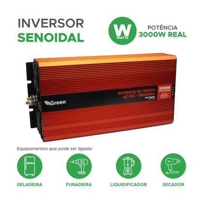 Imagem de Inversor Off Grid Solar 12V - Senoidal 3000W 3 AnosGarantia