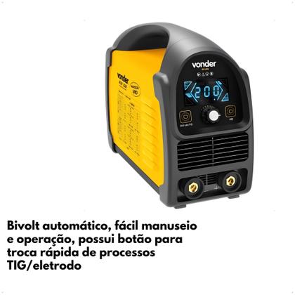 Imagem de Inversor para solda com eletrodo e TIG, com display LED, bivolt 127V e 220V , RIV 228, Vonder - 6878228000