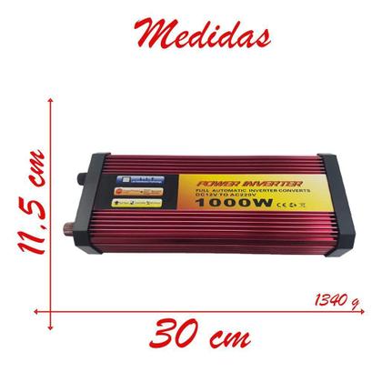 Imagem de Inversor Tensão 1000w 12v Para 220v Veicular Transformador Conversor Com Tomada Padrão e Usb