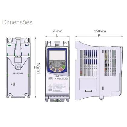 Imagem de Inversor Trifásico CFW500 2,6A 1,5CV 380V / 480V Weg