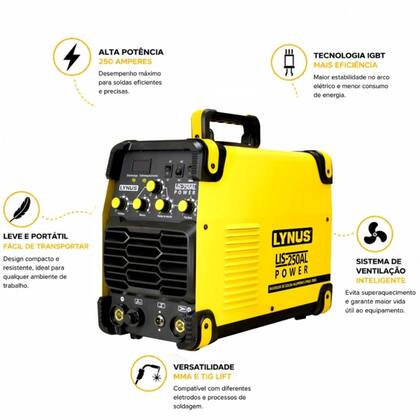 Imagem de Inversora de solda aluminio lis-250al 220v lynus