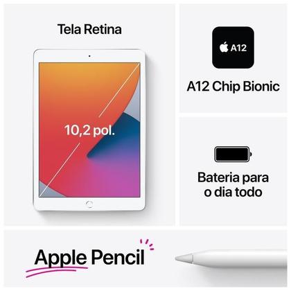 iPad 8 Apple, Tela Retina 10.2”, 128GB, Cinza Espacial, Wi-Fi