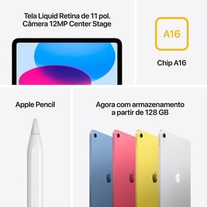 Imagem de iPad Apple 11" A16, Wi-Fi, 128GB, Câmera 12MP, Azul - MD4A4BZ/A