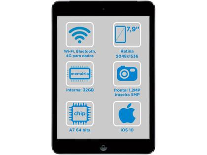 iPad Mini 2 Apple 4G 32GB Cinza Espacial Tela 7,9” - iPad Mini
