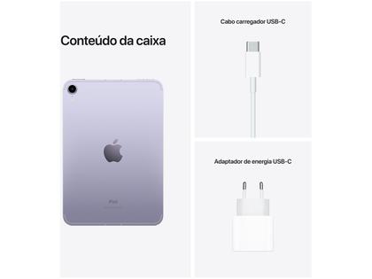 Imagem de iPad Mini Apple 6ª Geração, Tela 8.3", 256GB, Chip A15 Bionic, Wi-Fi + Cellular, Câmera Traseira 12MP, Roxo - MK8K3BZ/A