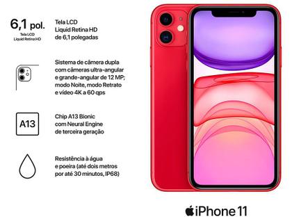 iPhone 11 Apple 128GB (PRODUCT)RED 6,1” 12MP iOS - iPhone