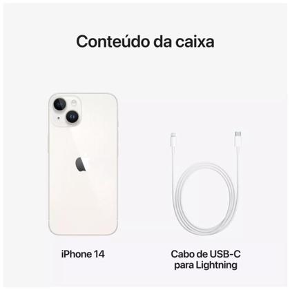 iPhone 14 Apple 256GB Estelar, Tela de 6,1", 5G, Câmera Dupla de 12MP, iOS - MPW43BR/A Imagem de iPhone 14 Apple 256GB Estelar, Tela de 6,1", 5G, Câmera Dupla de 12MP, iOS - MPW43BR/A