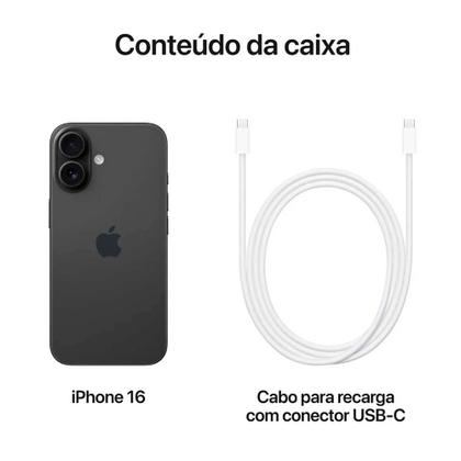 Imagem de iPhone 16 128GB 5G Preto Tela 6,1 Câmera 48MP Apple