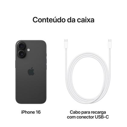 iPhone 16 Apple 128GB, Câmera Dupla de 48MP, Tela 6.1", Preto Imagem de iPhone 16 Apple 128GB, Câmera Dupla de 48MP, Tela 6.1", Preto