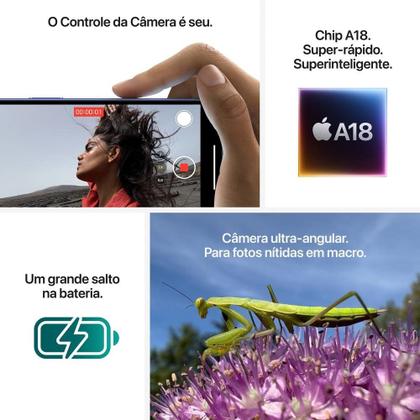 iPhone 16 Apple 128GB, Câmera Dupla de 48MP, Tela 6.1", Verde-acinzentado Imagem de iPhone 16 Apple 128GB, Câmera Dupla de 48MP, Tela 6.1", Verde-acinzentado