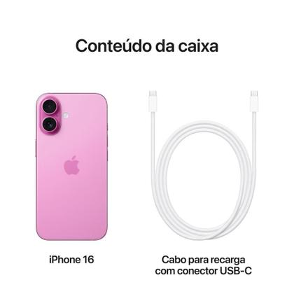 Imagem de iPhone 16 Apple 512GB, Câmera Dupla de 48MP, Tela 6.1", Rosa