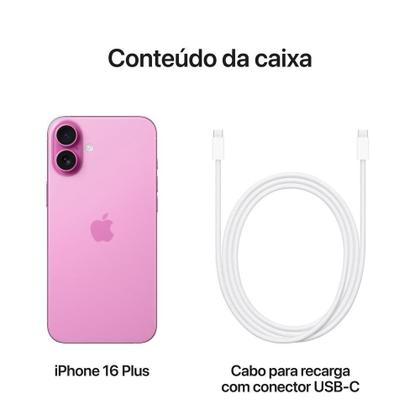 iPhone 16 Plus Apple 128GB, Câmera Dupla de 48MP, Tela 6,7", Rosa Imagem de iPhone 16 Plus Apple 128GB, Câmera Dupla de 48MP, Tela 6,7", Rosa