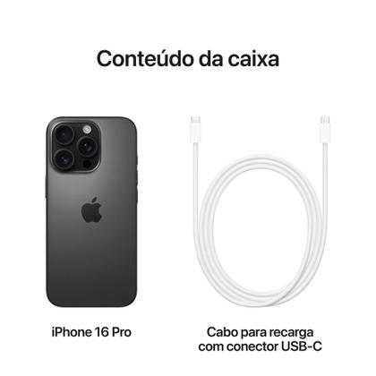 Imagem de iPhone 16 Pro Apple 128GB, Câmera Tripla de 48MP, Tela 6,3", Titânio Preto
