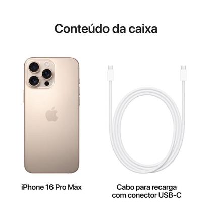 iPhone 16 Pro Max Apple 256GB, Câmera Tripla de 48MP, Tela 6,9", Titânio-Deserto Imagem de iPhone 16 Pro Max Apple 256GB, Câmera Tripla de 48MP, Tela 6,9", Titânio-Deserto