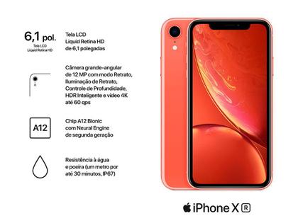 iPhone XR Apple 128GB Coral 6,1” 12MP iOS - iPhone - Magazine Luiza