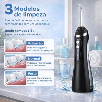 Imagem de Irrigador Bucal Portátil Jato de Água Para Limpeza Dental Profunda