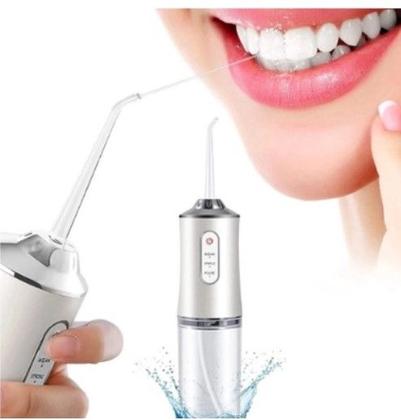 Imagem de Irrigador Dental Oral Portátil Recarregável USB 220ml  Limpeza Bocal Jato Forte Branco