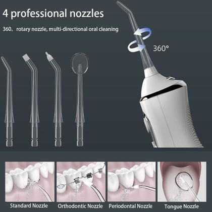 Imagem de Irrigador Oral Elétrico Portátil Jato Água + Escova Recarregável Com Refil