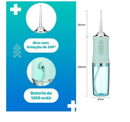 Imagem de Irrigador Oral Elétrico Recarregável Higiene Limpeza Bucal Dental Jato D'água
