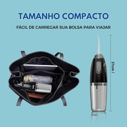 Imagem de Irrigador Oral Jato de Água Dental Water Flosser Bucal Recarregável Portátil Profissional Sem Fio