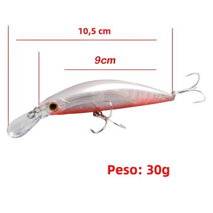 Imagem de Isca de Pesca Minnow 90mm 30g - Afundante, Alta Qualidade para Robalo