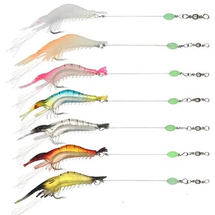Imagem de Iscas de Camarão Artificiais para Pesca - Kit com 3 ou 7 Peças