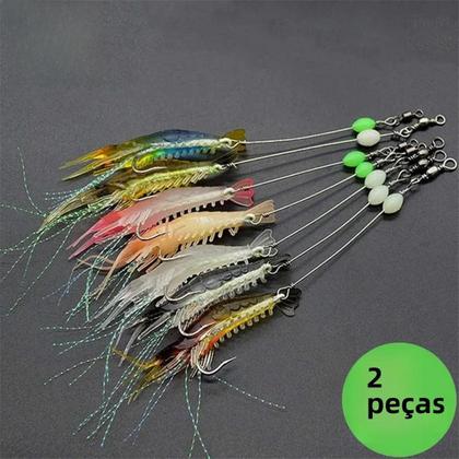 Imagem de Iscas de Camarão Artificiais para Pesca - Kit com 3 ou 7 Peças