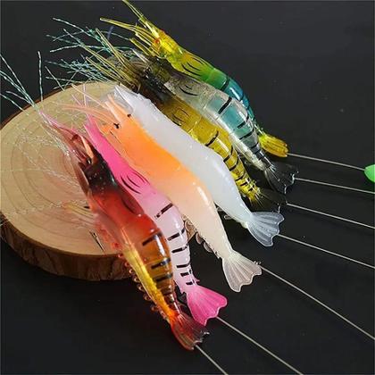 Imagem de Iscas de Camarão Artificiais para Pesca - Kit com 3 ou 7 Peças