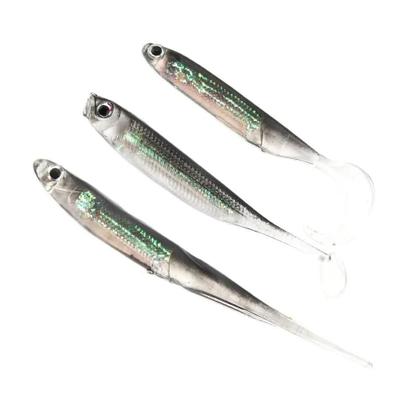 Imagem de Iscas de Pesca Macias com Cauda em T - 5 Peças (7cm/7,5cm) - Cores Arco-Íris