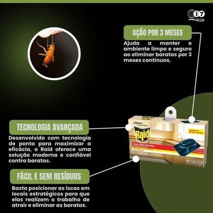 Imagem de Iscas Mata Barata Raid 2,6g Com 12 Unidades