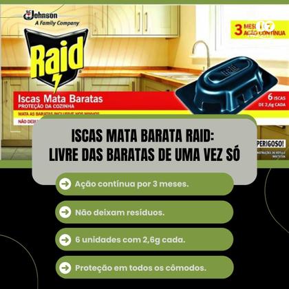 Imagem de Iscas Mata Barata Raid 2,6g Com 12 Unidades