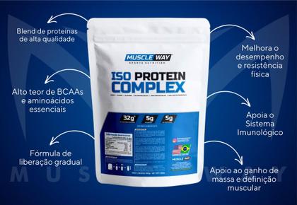 Imagem de Isolate Whey Protein Complex Refil 900g Sabor Morango- Muscle Way