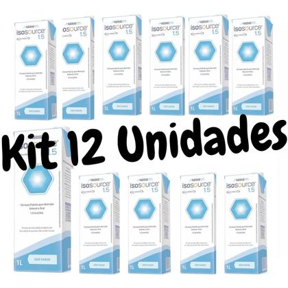 Imagem de Isosource 1.5 1000ml Nestlé Kit Com 12 Unidades Fórmula Alimentação e Suplementação Enteral Nutrição de Pessoas